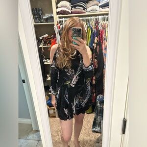 Elegant Black Floral Women's Dress